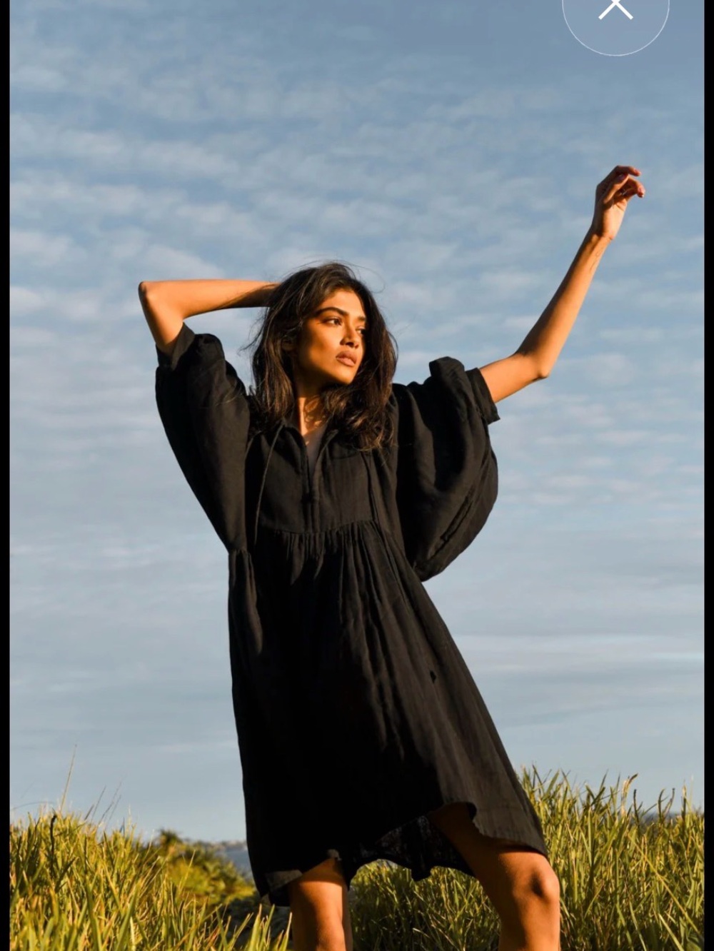 Black Balloon Sleeve Tunic Dress - Women
